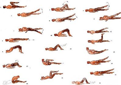 Lumbar Osteokondrosia egiteko ariketa fisikoak